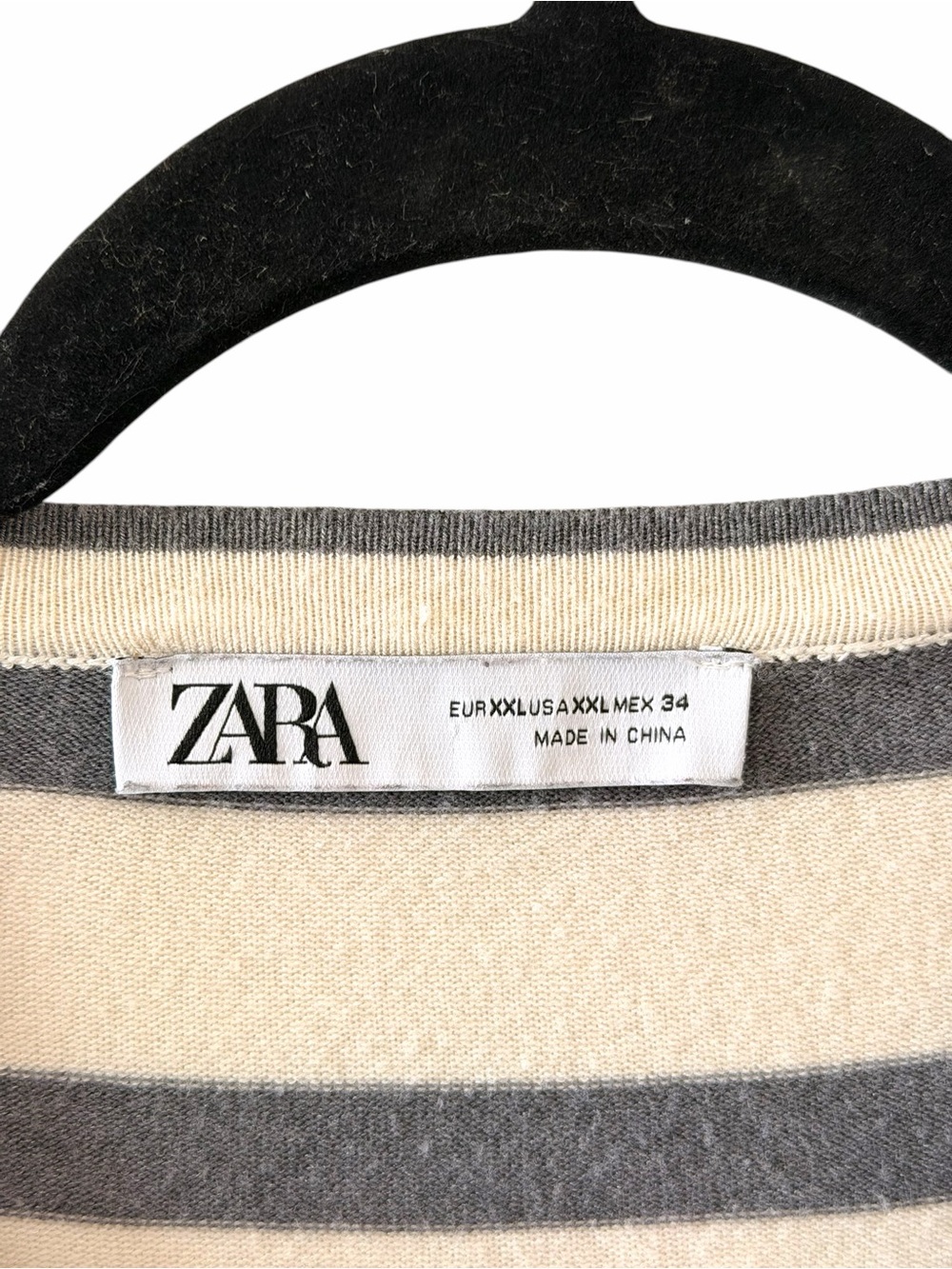 Zara Cream and Gray Striped Button Cardigan with Gold Buttons size Zara xxl - Picture 2 of 6